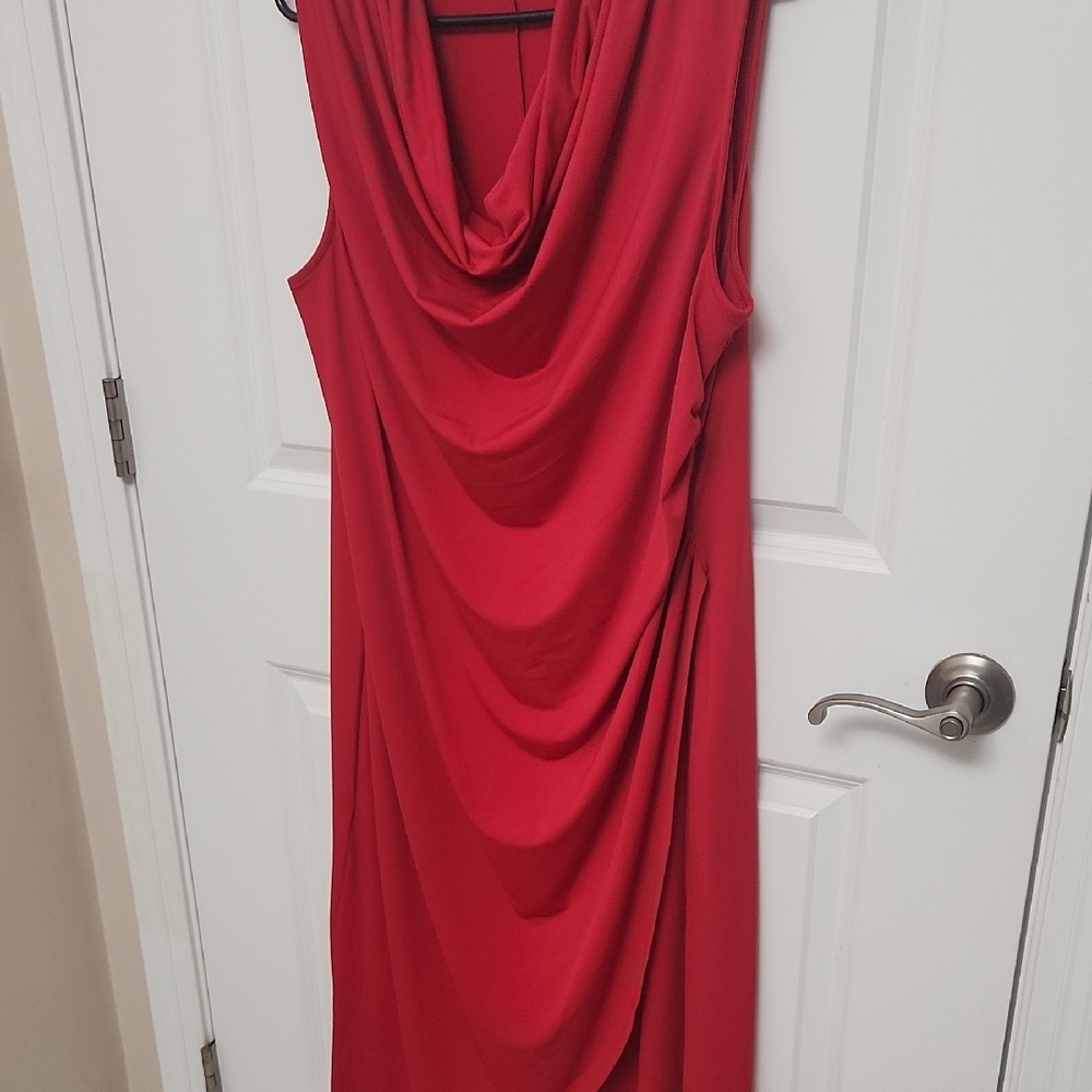 Elegant Red Draped Women's Dress